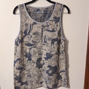 Blue and Cream Men's Tank Top